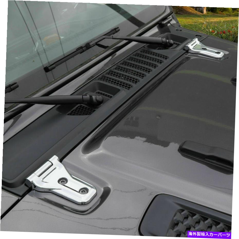 クロームカバー 2pcs abs chromeエンジンフードヒンジカバー2018+ jeep jl jlu wrangler aのトリム
